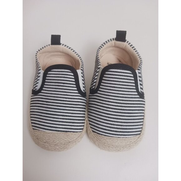 ddBBRw Black Striped Beige Slip-On Infant Girl Shoe Size 12-18mths - Picture 1 of 9